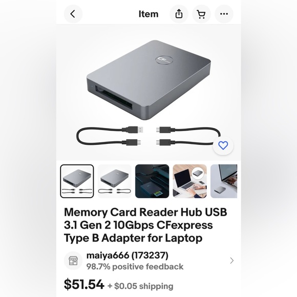 Memory Card Reader Hub USB 3.0 CFexpress 5 GB Type C. Phone / Laptop. New! - Picture 2 of 7